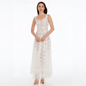 Dress the Population Anabel Gown - Sweetheart Neckline 3D Flower Appliqué NWOT